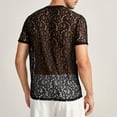 thumbnail image 6 of guisaled Men's Sheer Mesh Short Sleeve Round Neck T Shirts Solid Plain See Through Sparkling Tops Fashion Sexy Club Party Tops Valentine'S Day s, 6 of 7