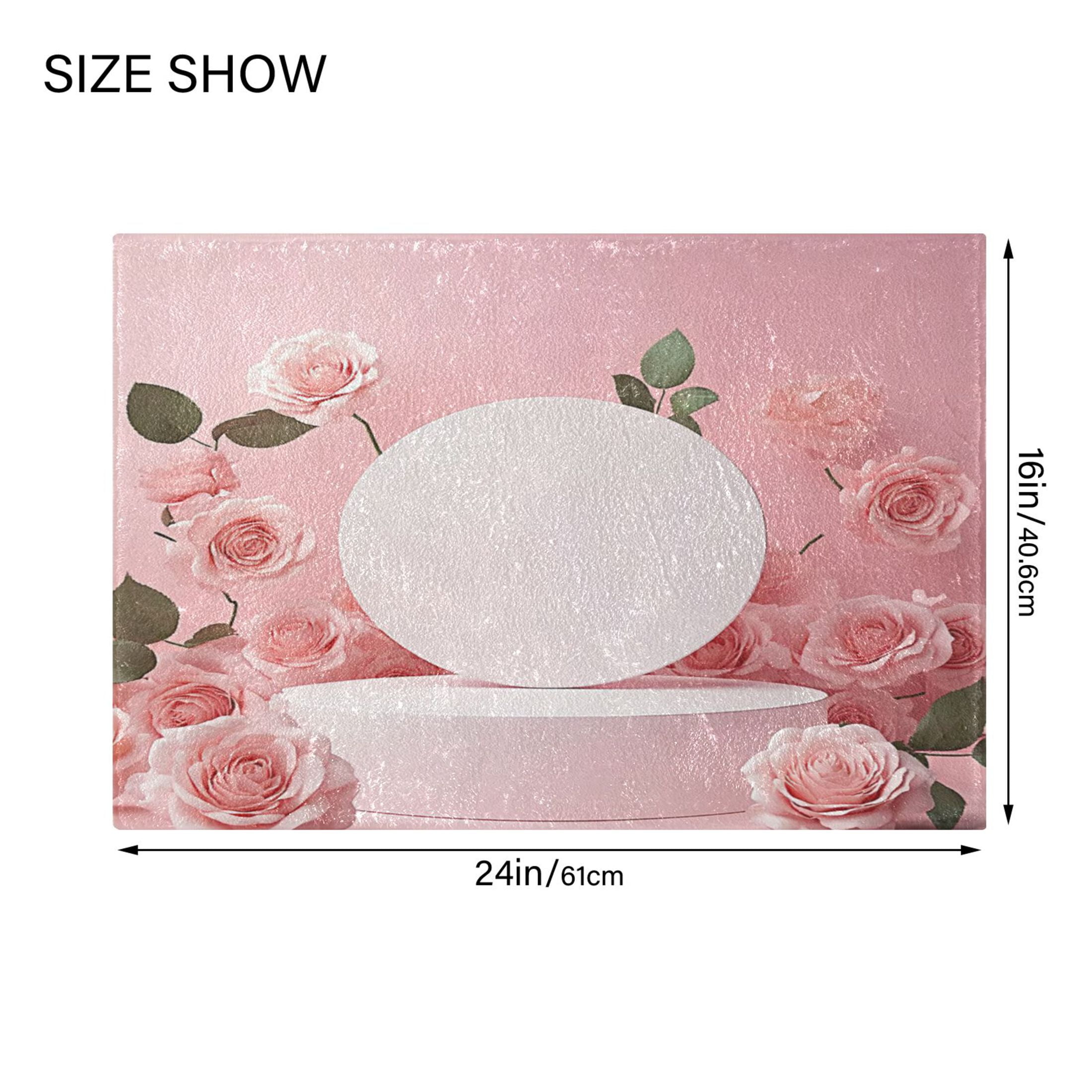 2 Piece Soft Bathroom Rug Set Light Pink Roses Bath Mat and U-Shaped Toilet Contour Rug (16"x24"+20"x24")