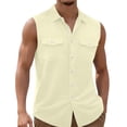thumbnail image 2 of YSUEJPF Mens Sleeveless Button Down Shirt Summer Beach Tank Top (Available in Big & Tall), 2 of 7