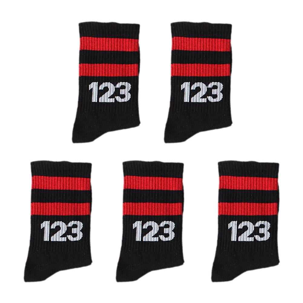Wmool 5pairs Digital Couple Sports Cotton Socks Basketball Mid Socks Length Socks