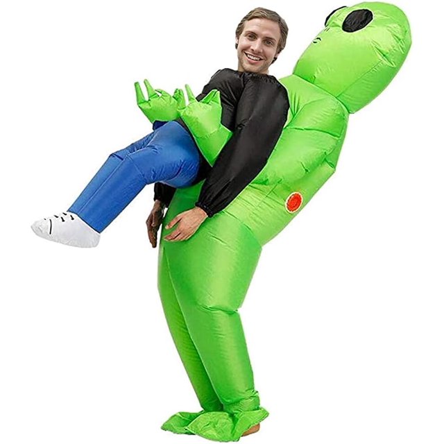 Diifoy ET Disfraz de Alien Green Alien Inflable Fancy Dress, Air Fan Operated Walking Fancy Dress Halloween Party Outfit Disfraces de Navidad Halloween Carnival Party Ropa para Adultos Kuyhfg Bienvenido a Kuyhfg