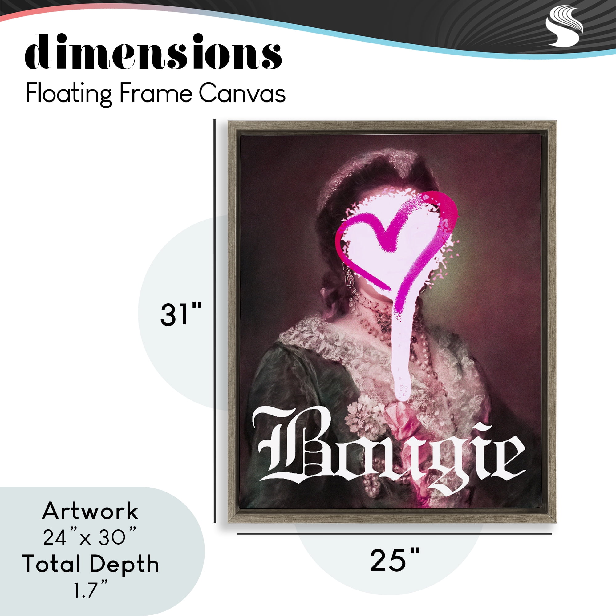Bougie Classical Portrait Brown Framed Floater Canvas Wall Art, design by Lil' Rue