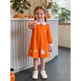 thumbnail image 5 of RUINIXCW Toddler Girl Orange Halloween Dress with Pumpkin  Ghost Applique Long Sleeve Swing Dress for Trick or Treat Party, 5 of 8