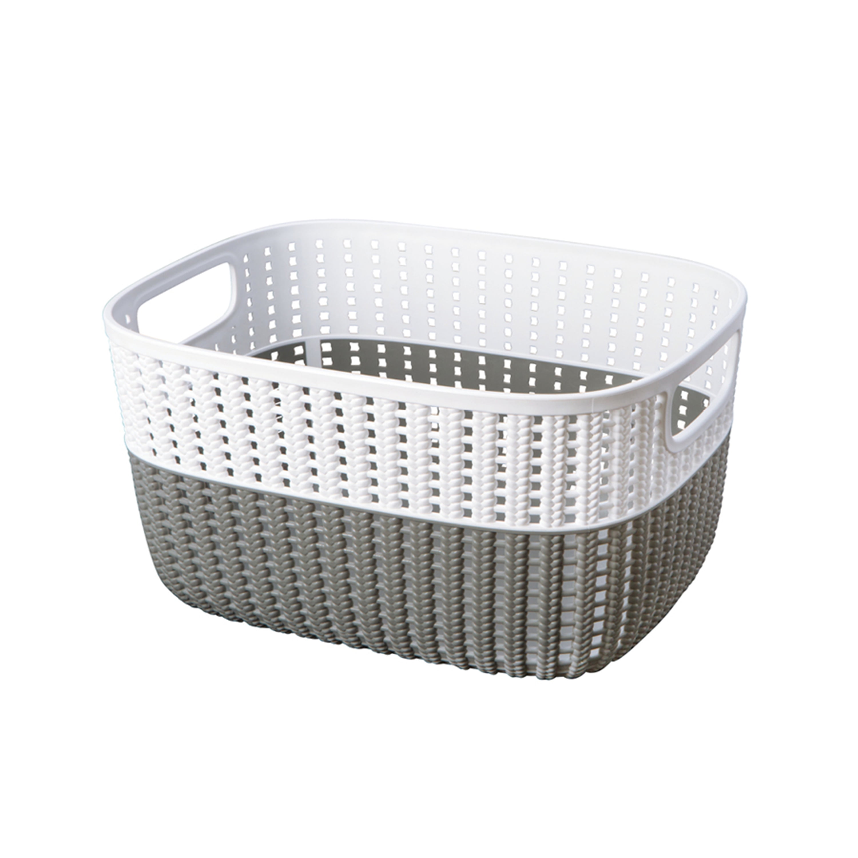 Simplify 2 Tone Decorative Small Storage Basket In Grey Plastic