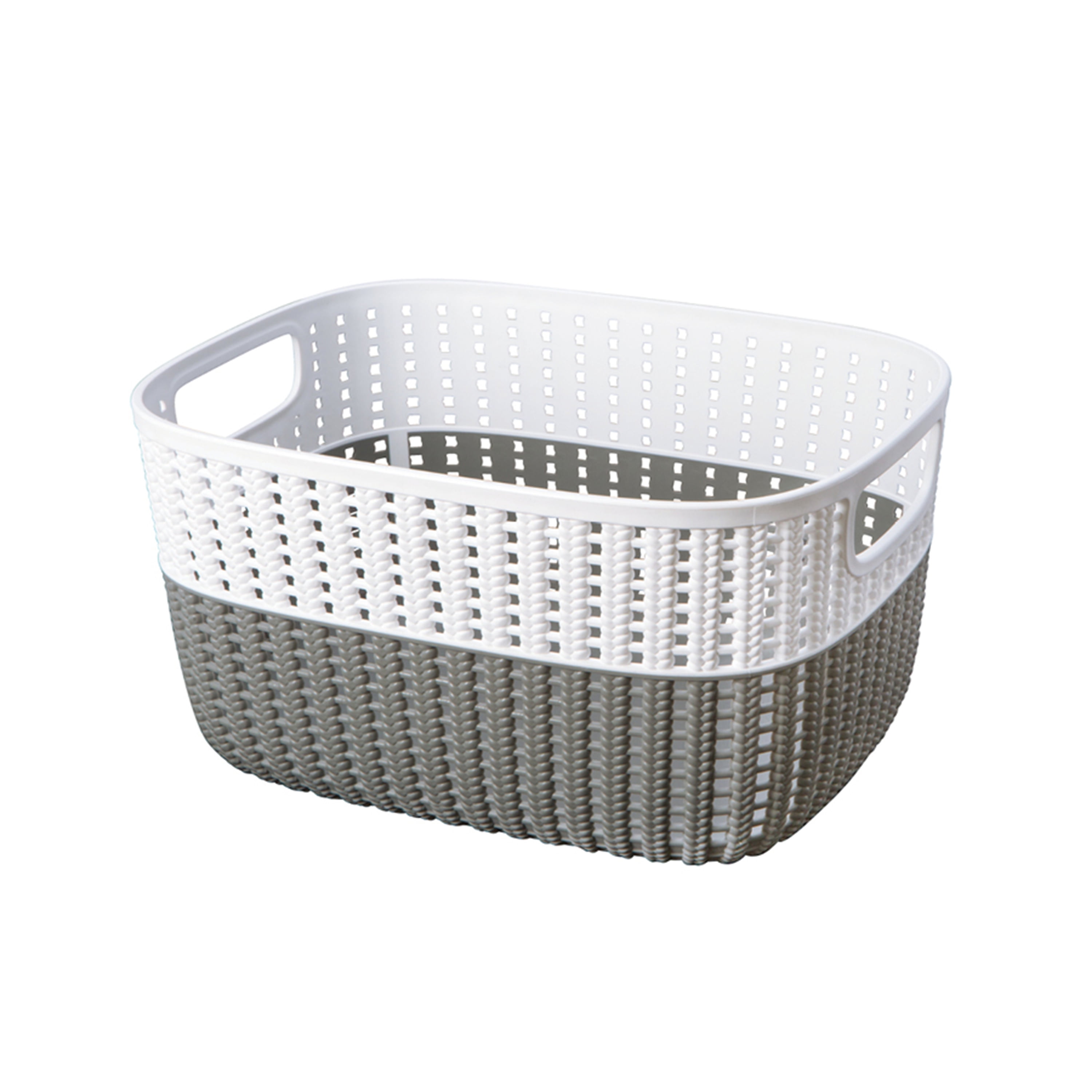 Simplify 2 tone decorative small storage basket in grey plastic