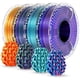 thumbnail image 1 of Filamento SUNLU Silk PLA+ de 0.069 in, multicolor, 250 g x 4, paquete de filamentos para impresora 3D PLA Plus sedoso y brillante, oro rojo+azul verde+rojo azul+verde morado, 1 of 6