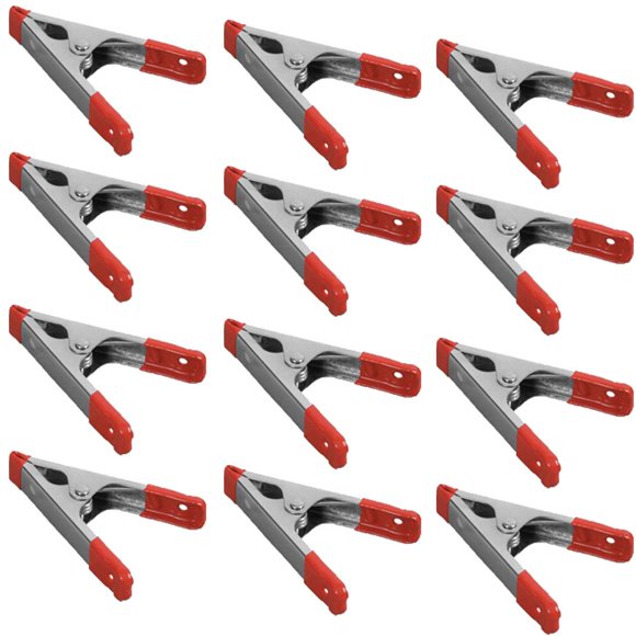 Wideskall Pinces à Ressort en Métal de 4 Pouces avec Poignée et Embouts en PVC Rouge (Lot de 12)
