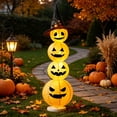 thumbnail image 4 of Light Up Halloween Pumpkin Tower with Witch Hat – 39 Inch Collapsible LED Stacked Pumpkin Decoration, Battery Operated Outdoor Yard Porch Decor for Fall Thanksgiving, 4 of 7