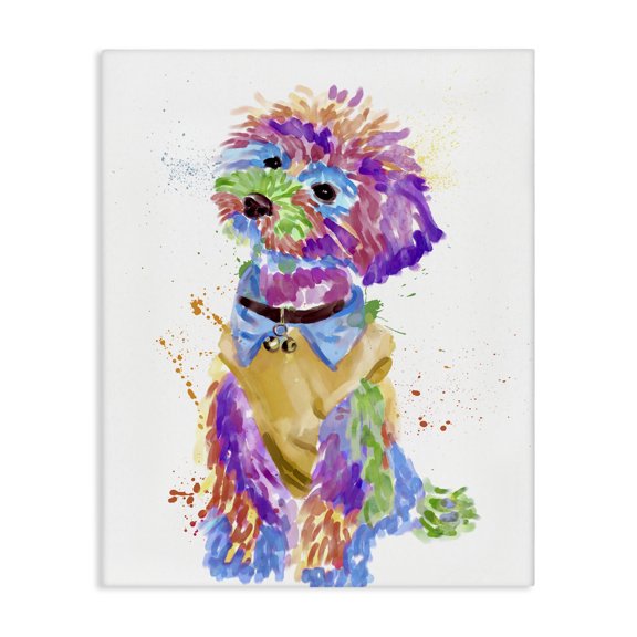 Stupell Industries Modern Colorful Pet Dog Bichon Canvas Art, 16 x 20, by Ziwei Li