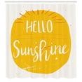 thumbnail image 3 of Hello Sunshine Shower Curtain, Hand Drawn Lettering Hello Sunshine Uplifting Words Summer Season, Fabric Bathroom Set with Hooks, 69W X 84L Inches Extra Long, Orange and Champagne, by Ambesonne, 3 of 3