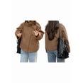 thumbnail image 3 of Women Crop Pea Coat Winter Loose Casual Short Jacket Outwear Coffee L, 3 of 7