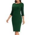 thumbnail image 4 of INSPIRE CHIC Robe Fourreau pour Femme à Fermeture Éclair au Cou Robe Crayon de Travail Vert G, 4 of 5
