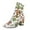 Green, variant on Bmisegm Ladies Autumn and Winter Fashion Elegnt Embroidered Printing Retro Thick Heel Round Toe Zipper ComfortableNot to Wear Feet in The Boots Shoes Boots for Women White 6.5