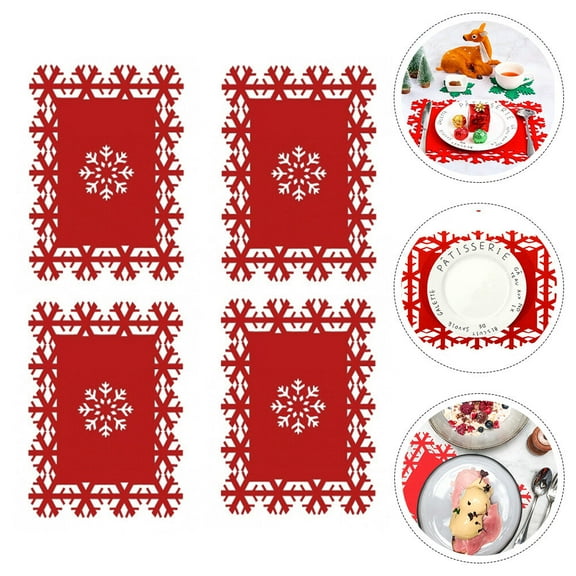 OFFIGAM Dining Table Placemats Placemats Red Felt 4Pcs