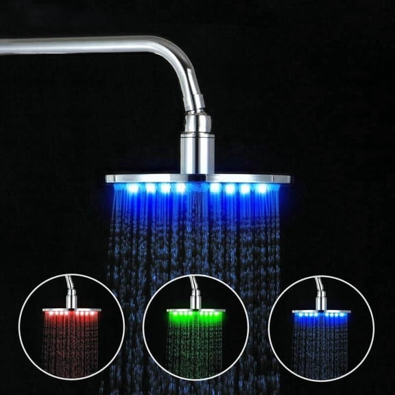 Juno 10 inch Big Rain Shower Head LED Shower Head Color Changing Round Shower Head