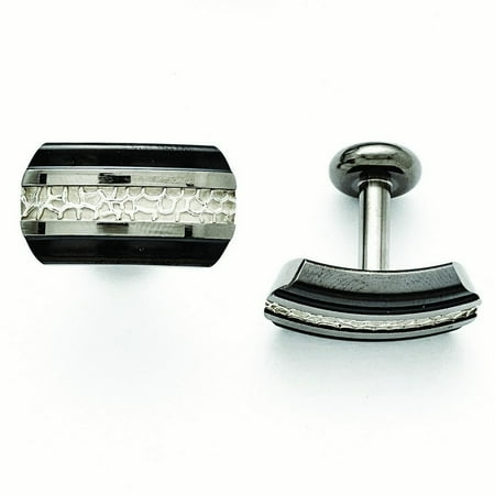 Titanium Black Ti Sterling Silver Polished Cuff Links