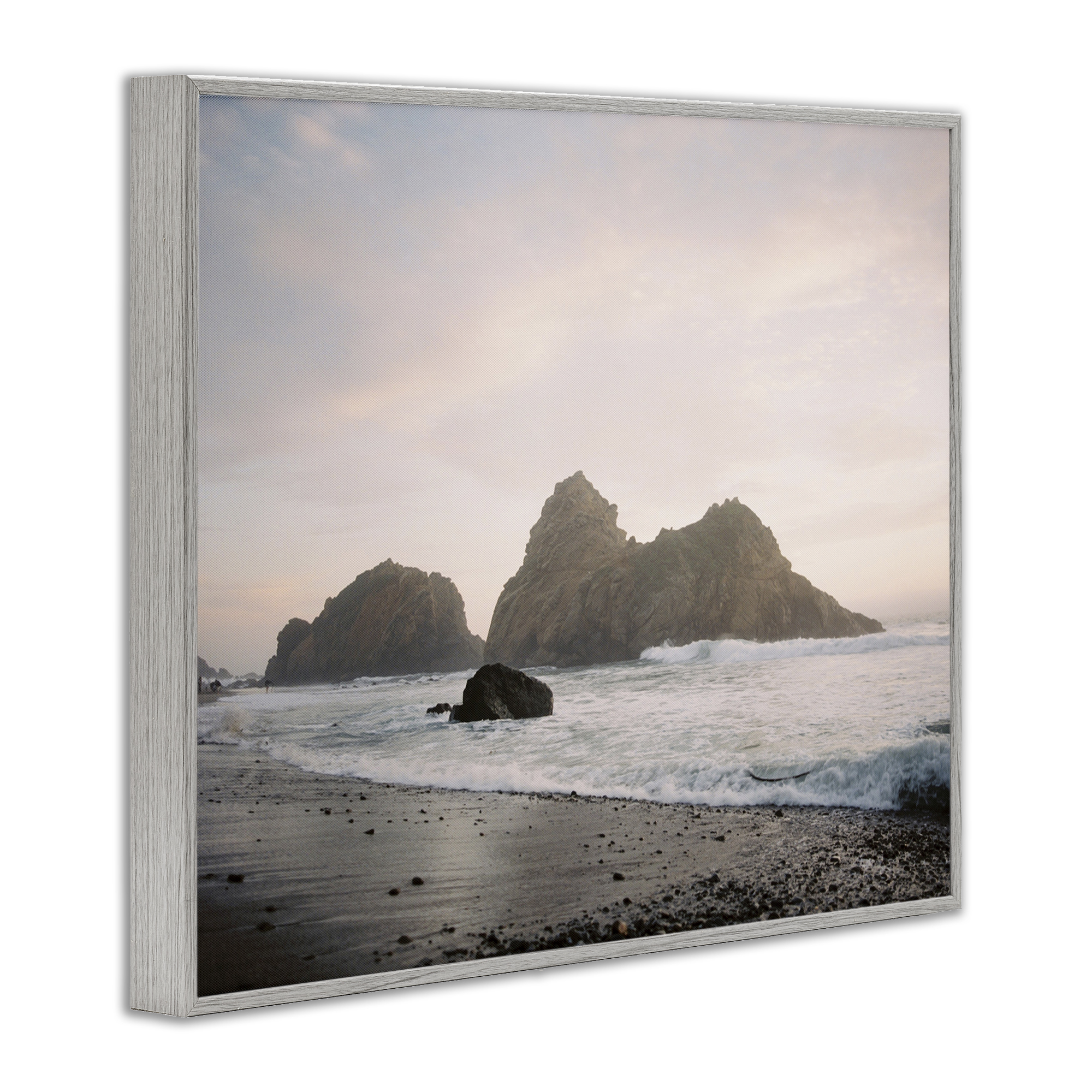 Stupell Industries Seaside Cliffs Landscape Landscape Photography Gray Framed Art Print Wall Art, 30 x 24