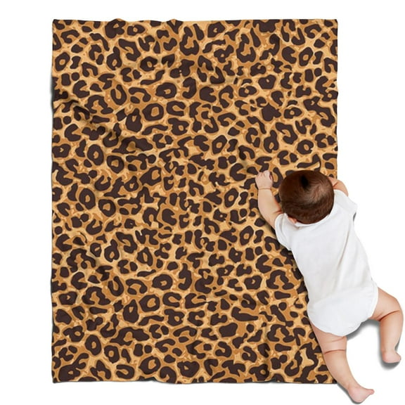 Brown and Black Leopard Print Blanket,Comfortable Soft Flannel Throw Blanket,All Season,Warm Lightweight Blankets for Sofa Bed Couch Living Room Chair,30"x40"