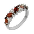 thumbnail image 1 of LBG British Made 14k White Gold Natural Garnet & Cultured Pearl Womens Eternity Ring - Size 9.25 - 33 size options, 1 of 6