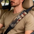 thumbnail image 4 of Xoenoiee Deer American Flag Print 5 Pieces Car Accessories with 2 Car Seat Covers 2 Seatbelt Cover 1 Auto Armrest Cover, PU Leather Vehicle Interior Accessories Protector for SUV Van, 4 of 7