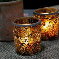 YUNLIGHTS Tealight Candle Holder Glass Candlestick Ornament Light Brown 1Pack Home Office