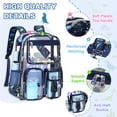 thumbnail image 6 of Sanmadrola Large Clear Backpack Heavy Duty Stadium Approved See Through Backpack Waterproof PVC Transparent Backpacks Clear Book Bag with Reinforced Strap for School Work Travel, Navy Dinosaur, 6 of 8