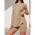 thumbnail image 4 of Summer Women Sleeveless 2 Piece Outfits Solid Color Tank Tops and Shorts Sets, 4 of 5