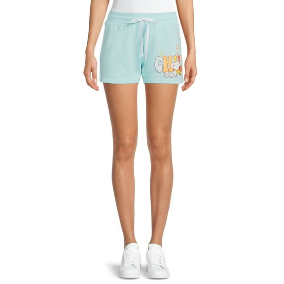 Snoopy Women's Juniors Chill Easy Graphic Fleece Shorts