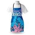 thumbnail image 3 of Kraken Apron Release the Kraken Motivation Quote Print with Grunge Modern Illustration Print, Unisex Kitchen Bib Apron with Adjustable Neck for Cooking Baking Gardening, Pink Royal Blue, by Ambesonne, 3 of 3