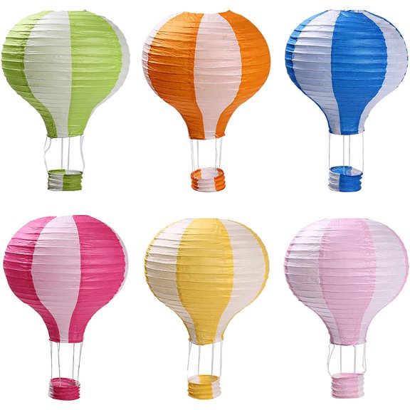ABPETE Hot Air Balloon Decorations Paper Lanterns for Wedding Birthday Engagement Christmas Party Decoration Pack Stripe Set of 6