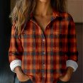 thumbnail image 2 of Xunmmm Button Down Shirts For Women Patchwork Pullover Plaid Printed Casual Long Sleeve Shirt Womens Blouses Brick Red XXXL, 2 of 8