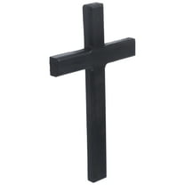 OUNONA Black Wooden Cross Wall Decor for Home and Church with Round Edges, Material, Compact Size