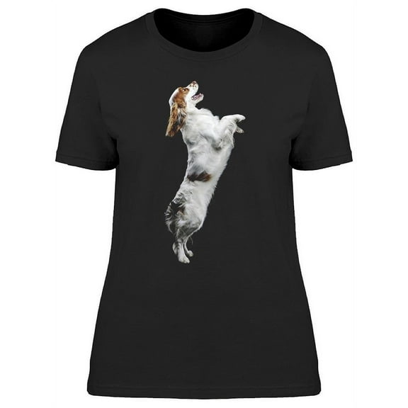 Spaniel Dog Stands On Two Legs T-Shirt Women -Image by Shutterstock, Female XX-Large