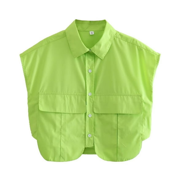 Qudderr Chemise Unie pour Femme Blouse d'Été à Boutons Hauts pour Femmes Chemise Irrégulière Sans Manches P-L
