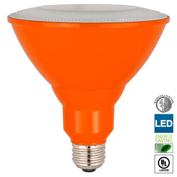 Sunlite LED PAR38 Orange Floodlight Bulb, 8W (25W Equivalent), Medium (E26) Base, Indoor, Outdoor, Wet Location, Turtle Safe and Wildlife Friendly, 25,000 Hour Lifespan, UL Listed