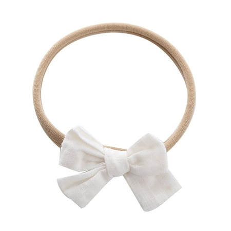 

nsendm Toddler Baby Girls Solid Color Headband Bowknot Elastic Hair Band For Chalk Hair Brush Hairclip White One Size