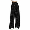 thumbnail image 2 of Diufon Womens Silk Wide Leg Pants Trendy Polka Dot Lounge Pants Elastic High Waist Trousers, 2 of 4