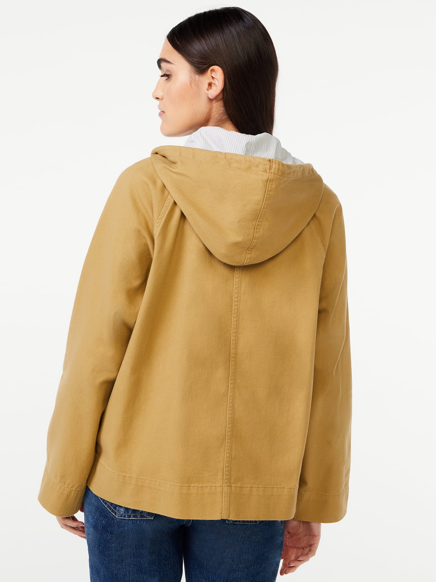 Free Assembly Women's Short Pea Coat with Hood