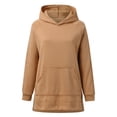 thumbnail image 5 of Ladies Solid Color Thickened Slit Front Pocket Long Sleeve Hoodie Cowl Neck Side Slit Pockets Hoodie Hoodie Women with Pockets Tunic Length Jackets Long Jacket Women Womens Oversized Sweatshirts And, 5 of 6
