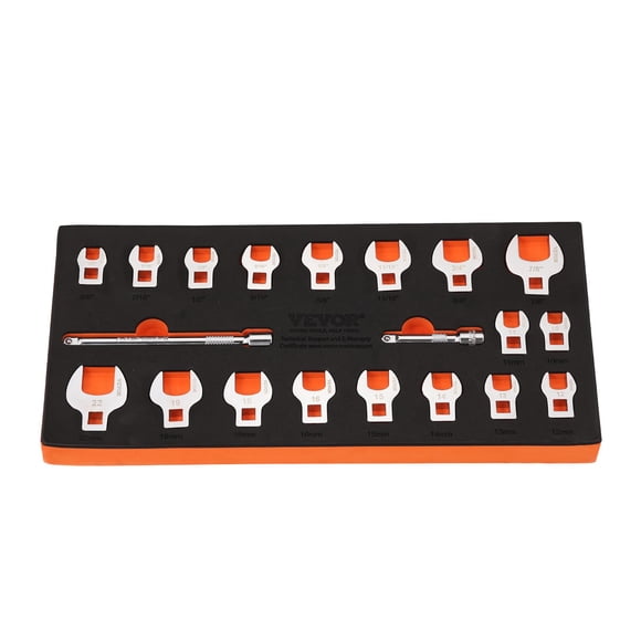 Juego de llaves Crowfoot VEVOR, 20 piezas, 3/8 Drive con 2 extensiones