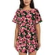 thumbnail image 1 of Balery Trendy Floral Conjunto de Pijama para Mujer con Estampado, Dos Piezas de Manga Corta y Shorts, Ropa de Dormir Suave con Cuello Redondo y Bolsillos-XX-Large, 1 of 6