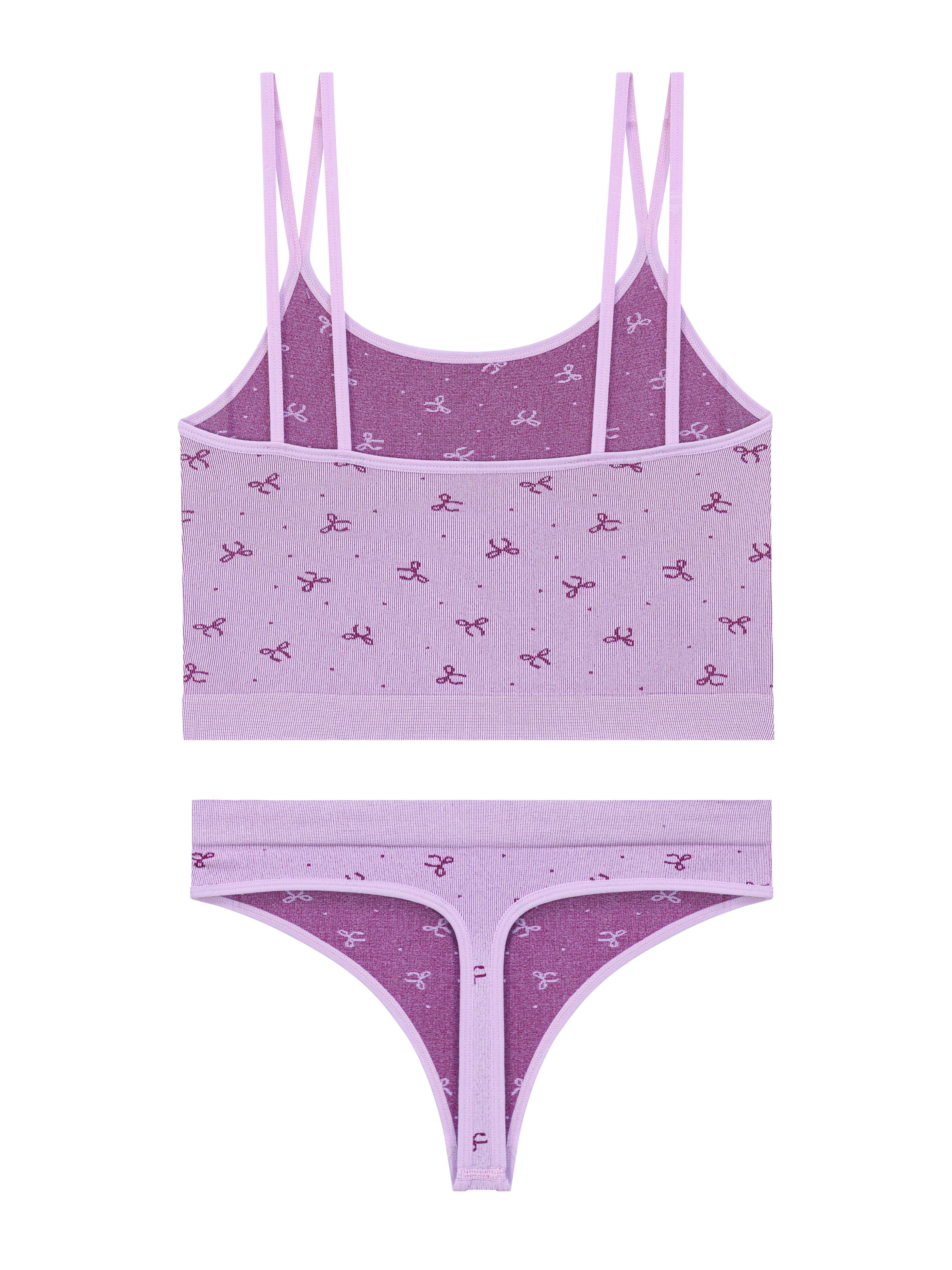 No Boundaries Seamless Cami Bra and Thong Panties Set, 2 Piece, Women's XS-XXXL