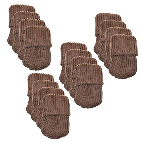 16pcs Brown Knitting Wool Furniture Socks Chair Leg Floor Protector