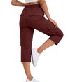 thumbnail image 5 of felwors Womens Capris with Pockets Loose Fit Casual Capri Pants Dressy Lightweight Ladies Baggy Cargo Pants for Hiking Wine for Size S, 5 of 7