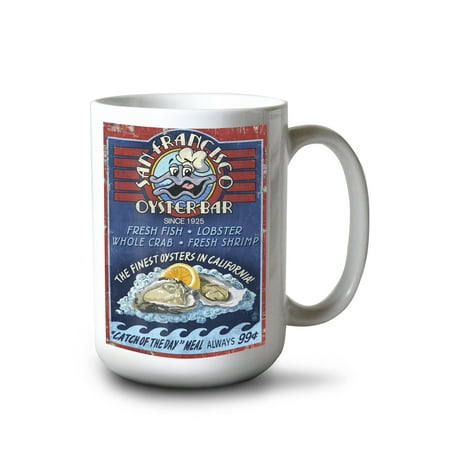 

15 fl oz Ceramic Mug San Francisco California Oyster Bar Vintage Sign Dishwasher & Microwave Safe