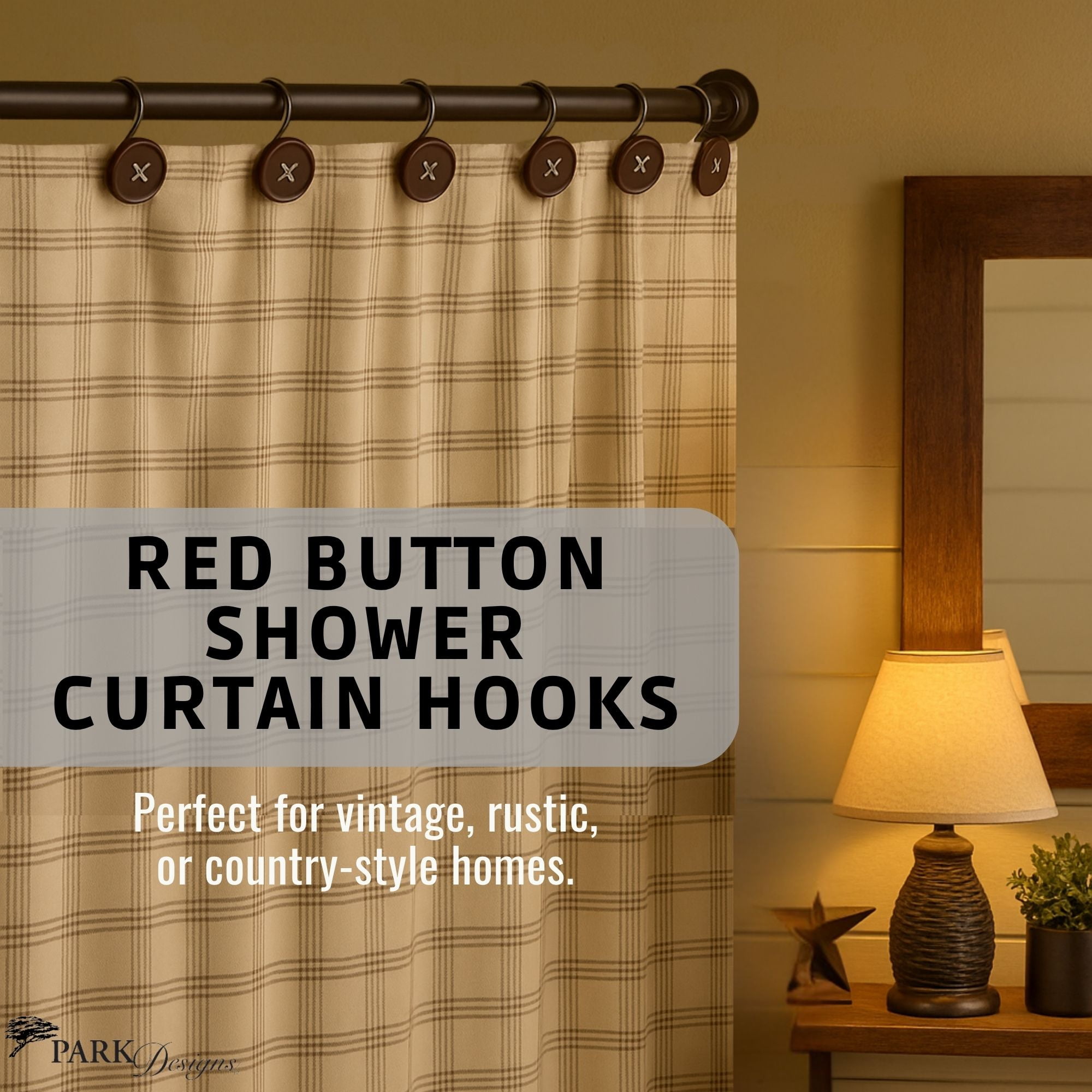 Park Designs Red Button Shower Curtain Hook Set Of 12