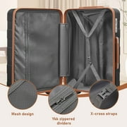 Joyway 3-Piece Luggage Set 20-Inch Carry-On Suitcase with Spinner Wheels TSA Lock Travel Duffel Bag and Toiletry Bag Hardside Lightweight Luggage Black