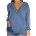 thumbnail image 1 of MeetoTime Long Sleeve Hoodies for Women Cotton V Neck Lightweight Sweatshirts Drawstring Pullover Tops, 1 of 6
