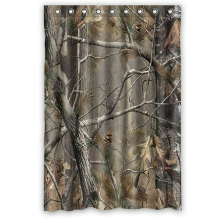 GreenDecor Camouflage Best Cool Camouflage Camo Tree Waterproof Shower Curtain Set with Hooks Bathroom Accessories Size 48x72