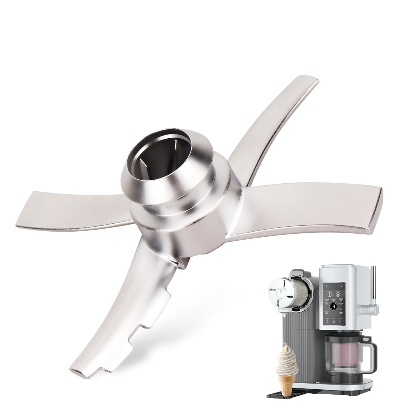 1pcs Replacement Paddle Blade Compatible with Series Ice Cream Makers, Mixing Blade Paddle Replacement for Stainless Steel, Silver